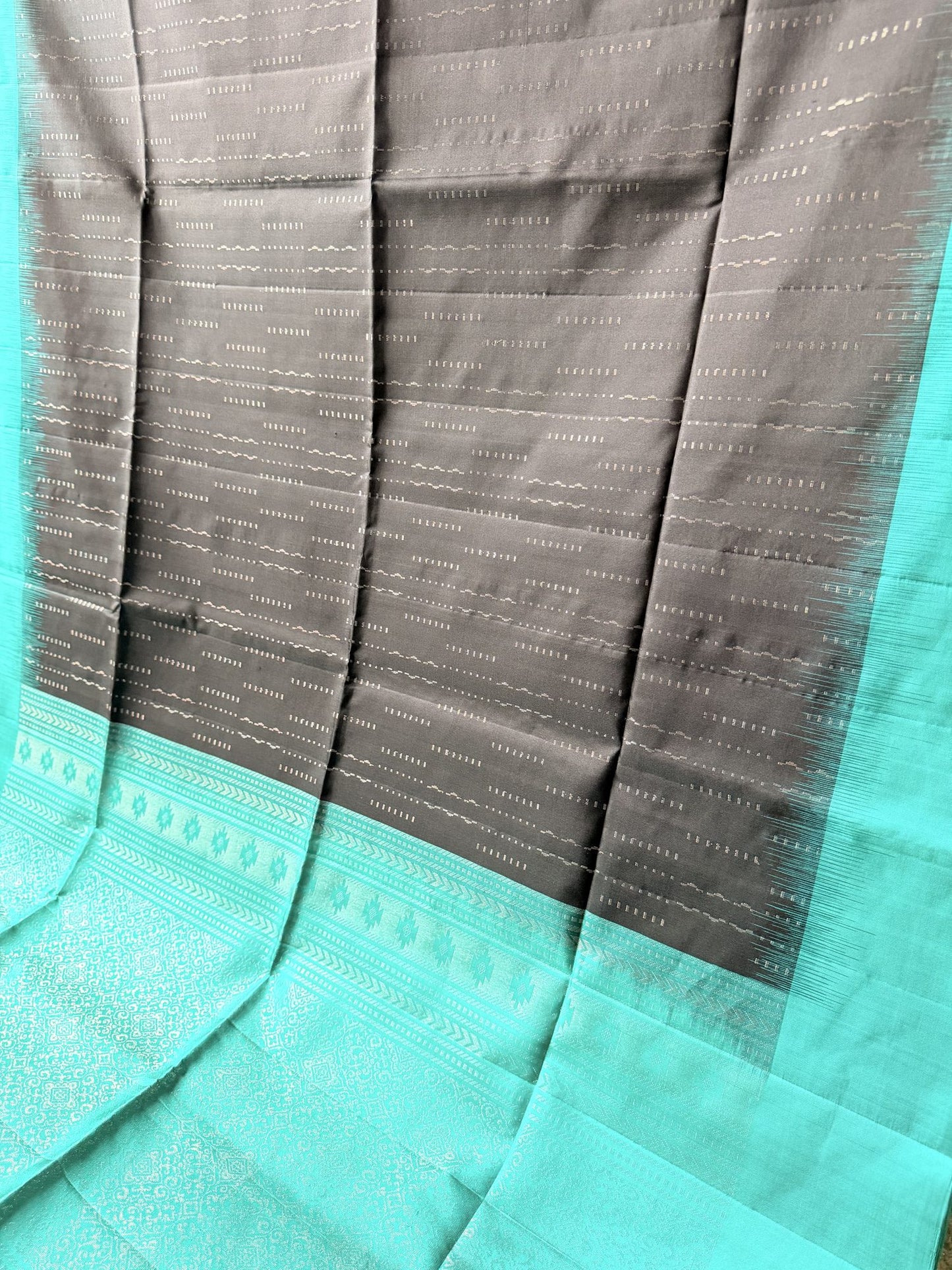 Black Soft Silk Saree with Teal Woven Border | Nesavu Collection